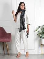 RAI SAHAB Printed Cotton Scarf for Women, Lightweight Soft Scarves Stoles for Summer & Winter(ST-96BLK10)