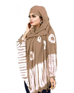 Krevaa Stylish Printed Pattern Fancy Scarf With Sun Protection Cover Face Cotton Mask for Women's and Girls.Tie-Dye Scarf for Women, Maroon and White, Hijab Style (CREAM)