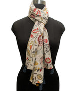 DESI BUTIK Classy Muslin Printed Cream Women Stylish Light-weight Scarves/Stoles for women SCARF10