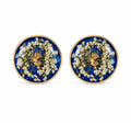 Handmade Botanical Real Dried Flower Resin Stud Earrings for Women (Blue)