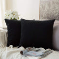 Khooti Velvet Cushion Cover, 14x14 | Black | Pack of 2 | Solid Plain Soft & Smooth, Decorative Cushion Covers for Living Room, Bedroom, Couches, Chairs, Sofas, Beds & Home Decor
