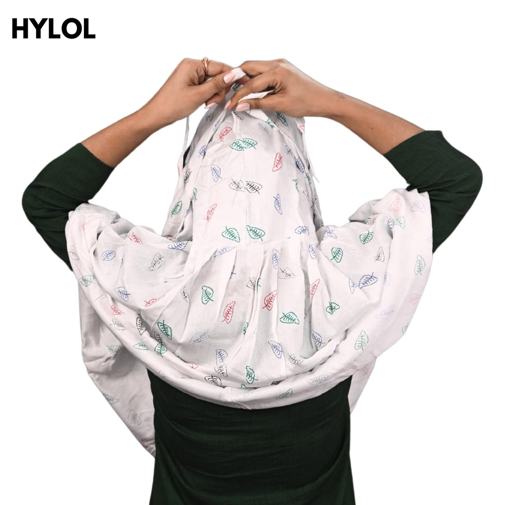 HYLOL Pure Cotton Female Innovative Stylish Leaf Printed Pattern Fancy Scarf With Sun Protection Cover Face Cotton Mask for Women's and Girls, Pink