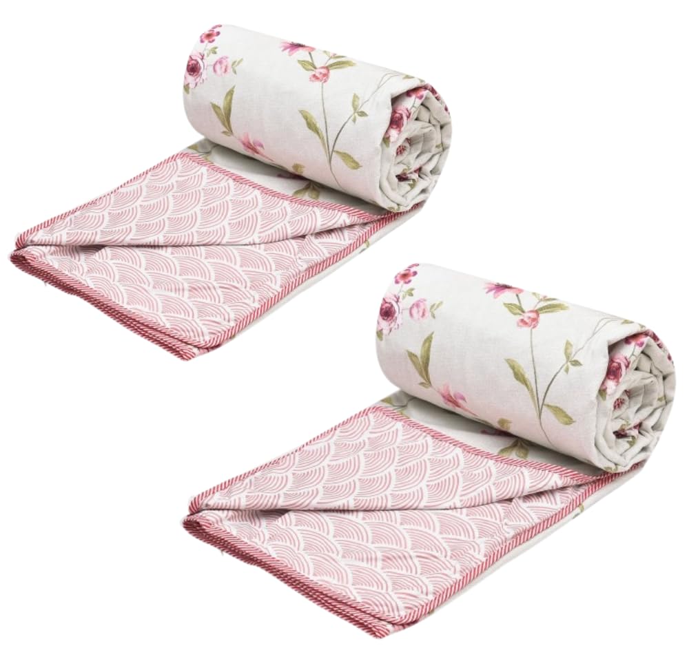 COZY FURNISH Super Soft Brushed Microfiber Cotton 3 Layer Breathable Set of 2 Single Dohar, 57X87(Inches) 144X220(CM) All-Weather 120 GSM AC Dohar Blanket Kafalo
