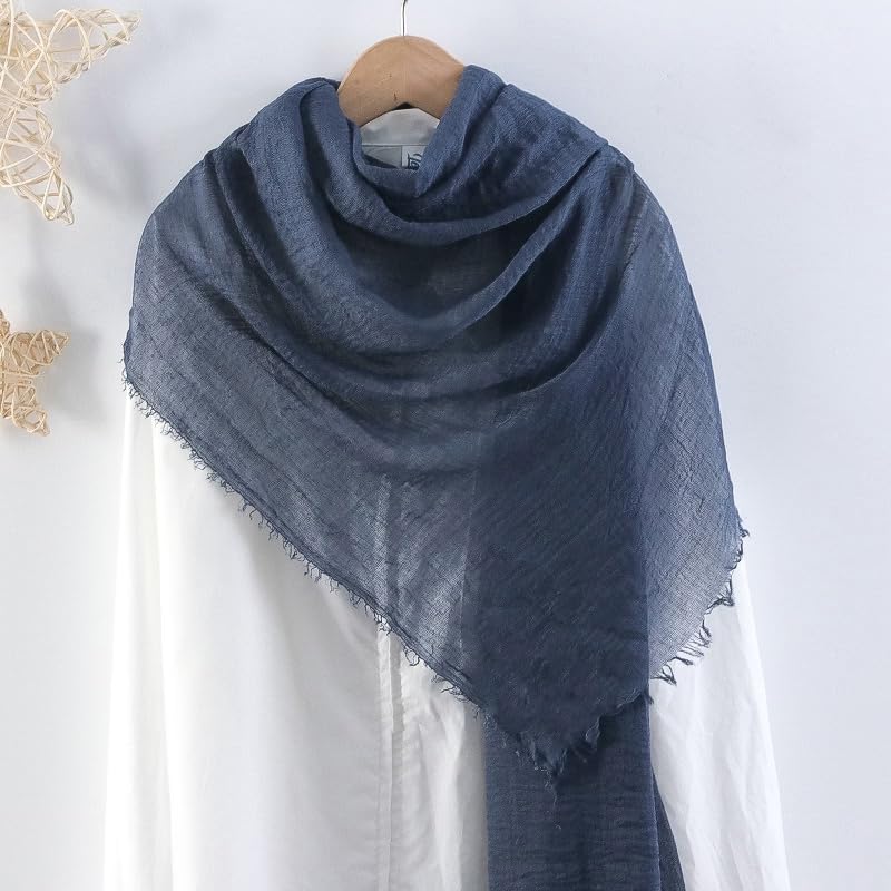 CrossKulture Crinkled PolyCotton Scarf for Women - 180 x 90 cm Stole for Women | PolyCotton Scarf for Summers, Head Cover for Women | Lightweight Scarf for Women | Women Accessory (Charcoal)