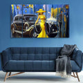 VIBECRAFTS Beautiful Women With Car 5 Pieces Canvas Wall Painting For Home | Office | Living Room | Gift (PTVC5Pcs4_8520)