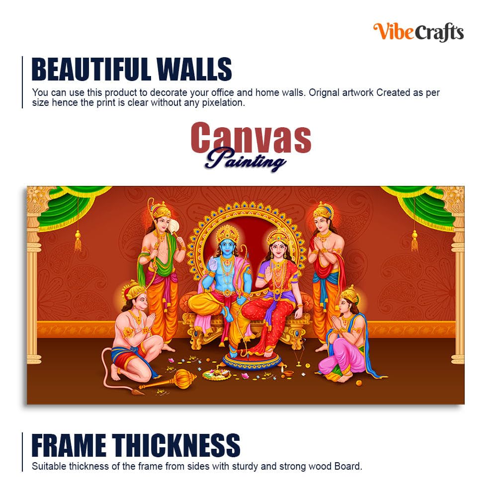 VIBECRAFTS Canvas Paintings for Living Room Drawing Room Hindus Canvas Wall Painting Fitted With Wooden Frame For Home | Office | Living Room | Gift (PTVCH_2817)