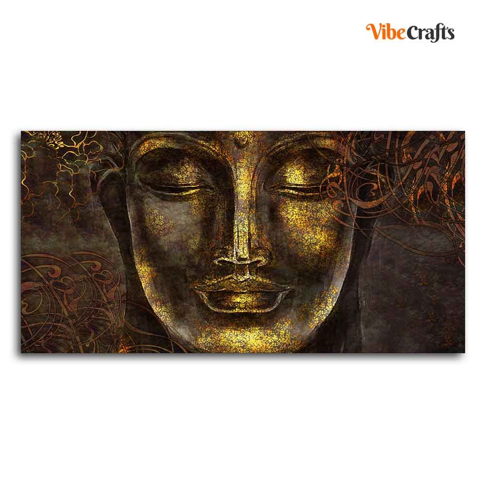 VIBECRAFTS Canvas Paintings for Living Room Drawing Room Divine Buddha Sculpture Canvas Wall Painting Fitted With Wooden Frame for Home | Office | Gift (PTVCH_2426)