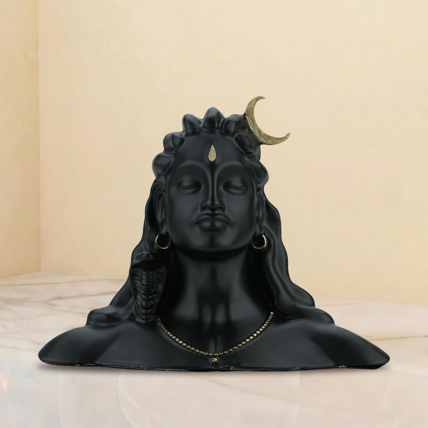 Shilpkala 2.9 Inch Brass Adiyogi Shiv Mahadev Bholenath Idol (Statue, Murti) for Pooja, Table, Home & Office Decor, Worship & Gifting (Black Finish)