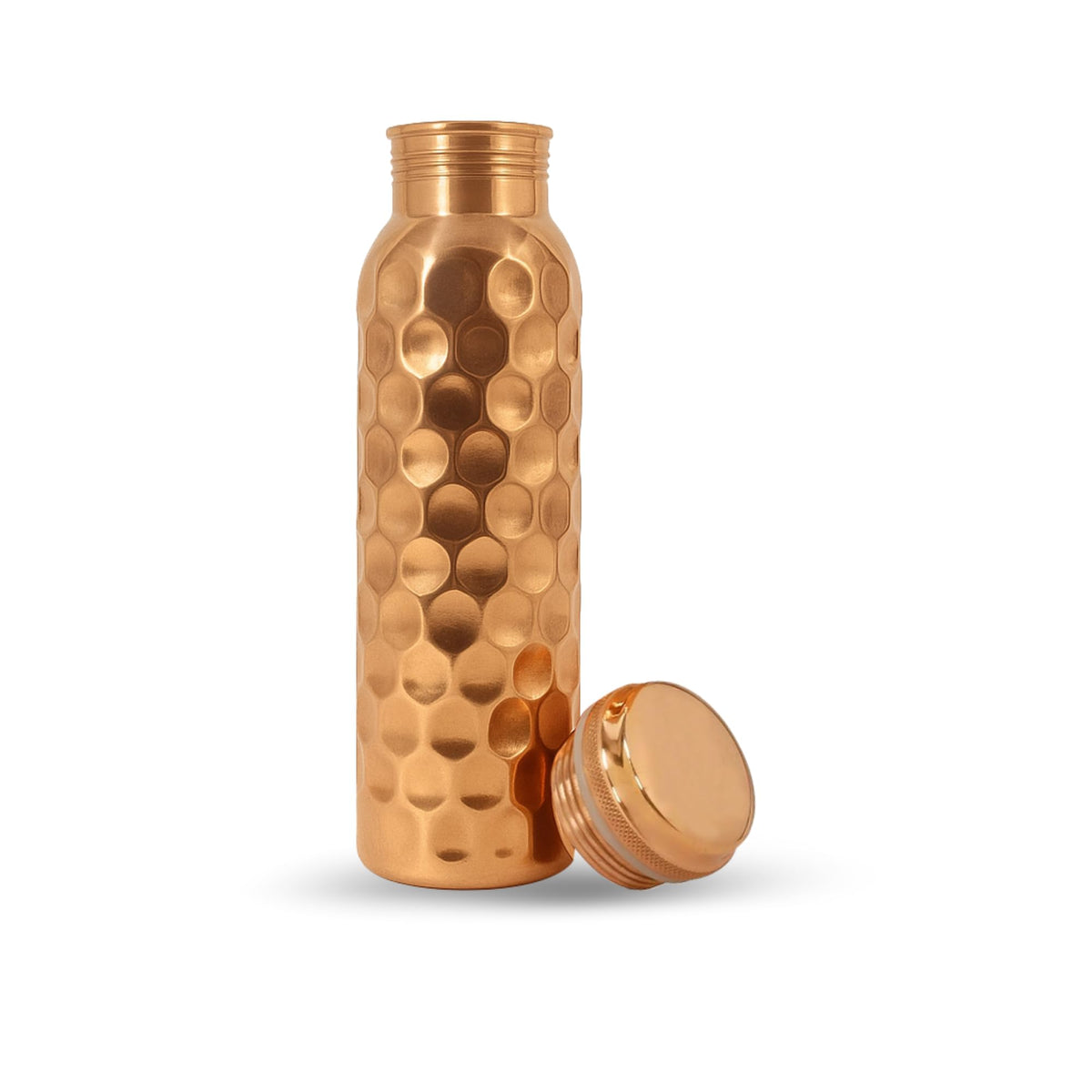 Metallix Copper Water Bottle 1 Ltr | Copper Bottle for Men & Women | 100% Pure Copper | BPA Free & Leak Proof | Easy to Carry | Suitable for Yoga, School & Office (Daimond Hammered)