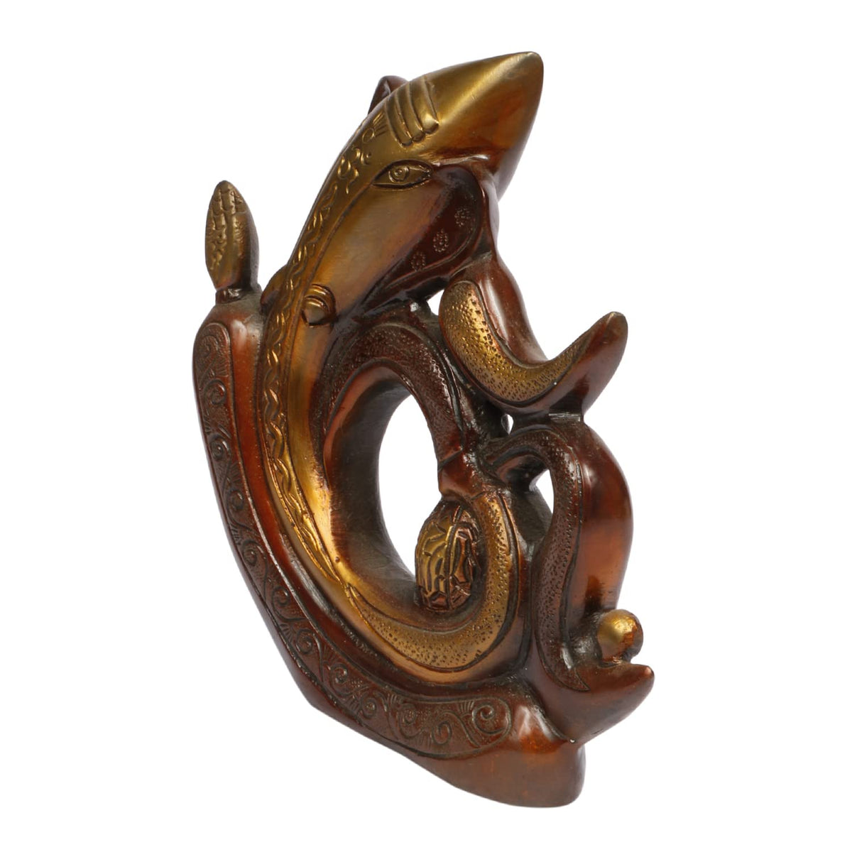 ARTVARKO Modern Art Designer Om Ganesha Ganesh Brass Idol Murti Religious Statue for Good Luck & Success Gift 8 Inch.