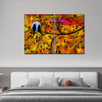 VIBECRAFTS Beautiful Bird Couple On Tree 2 Pieces Canvas Wall Painting Fitted With Wooden Frame For Home | Office | Living Room | Gifts(PTVC2Pcs1_17503)