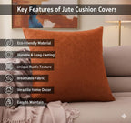 CASA-NEST Jute Cushion Cover 24x24 (Pack of 2) (Orange) JUTEREV24