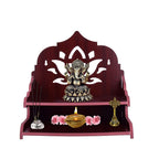 VJ Sons Wooden Wall Mounted Hanging Puja Temple Wood God Stand for Pooja Room | Mandir Devghar Stand Temple | Home Temple | Puja Mandir (Maroon)