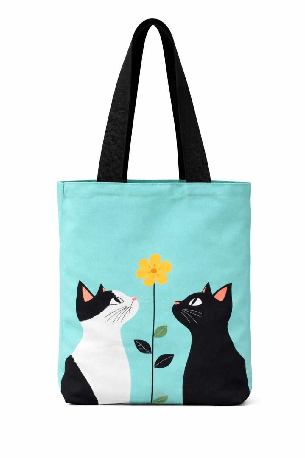 THE SACK CO. Large Canvas Tote Bag for Women, Tote Handbags for Women with Zipper & for College, Shopping, Office (tsc-Cat-flower-)