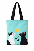 THE SACK CO. Large Canvas Tote Bag for Women, Tote Handbags for Women with Zipper & for College, Shopping, Office (tsc-Cat-flower-)