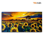 VIBECRAFTS Canvas Paintings for Living Room Drawing Room Beautiful Wall Painting of Sunflower Garden in Sunset View Fitted with Wooden Frame for Home|Office|Gift(PTVCH_2289)