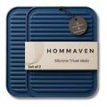HOMMAVEN Silicone Trivet Mats, Set of 2, Heat & Slip Resistant Hot Pads for Kitchen Potholders, Multi-Purpose Mat Long-Lasting & Flexible Silicone Hot Pad, BPA Free,Dish Drying Mat, (Classic Blue) Kafalo