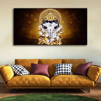 VIBECRAFTS Canvas Paintings for Living Room Drawing Room Little Ganesha Canvas Wall Painting Fitted With Wooden Frame For Home | Office | Living Room | Gift (PTVCH_2497)