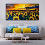 VIBECRAFTS Canvas Paintings for Living Room Drawing Room Beautiful Wall Painting of Sunflower Garden in Sunset View Fitted with Wooden Frame for Home|Office|Gift(PTVCH_2289)
