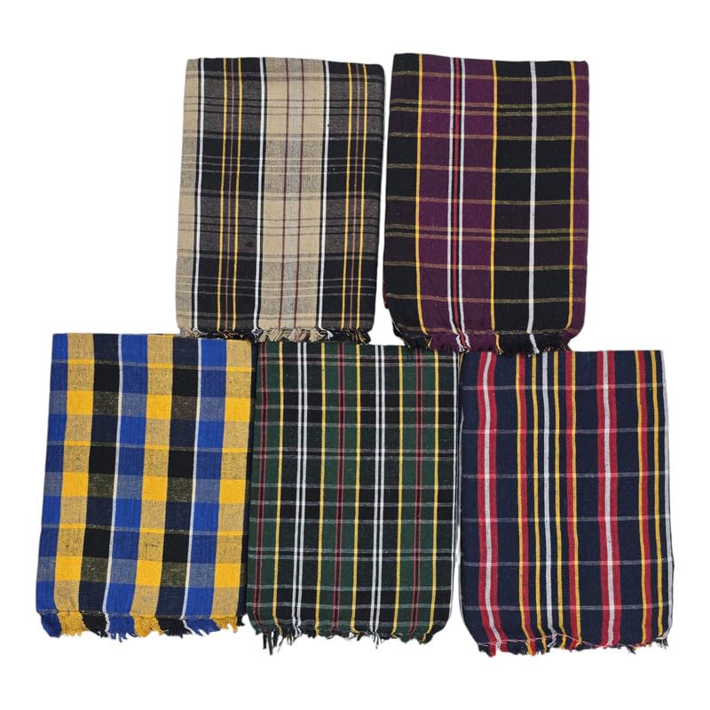 AMBIKA STORES & READYMADES Single Size Pure Cotton Blanket for Daily Use | Soft Light-Weight,Throw and Fancy Design for All Weather (60 X 90 Inch, Pack of 5) - Multicolor Stripes Kafalo