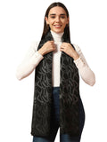 Ravaiyaa - Attitude is everything Women Woolen Ikat Design Casual Warm Winter Wear Muffler Scarf Stole 72x14 Inch (Black Abstract)