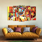 VIBECRAFTS Radha Krishna Beautiful Wall Painting Set of Five Pieces For Home|Office|Living Room|Gift (PTVC5Pcs2_6575)