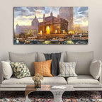 VIBECRAFTS Canvas Paintings for Living Room Drawing Room Canvas Wall Painting of Gateway of India for Home|Office|Gift(PTVCH_2381)