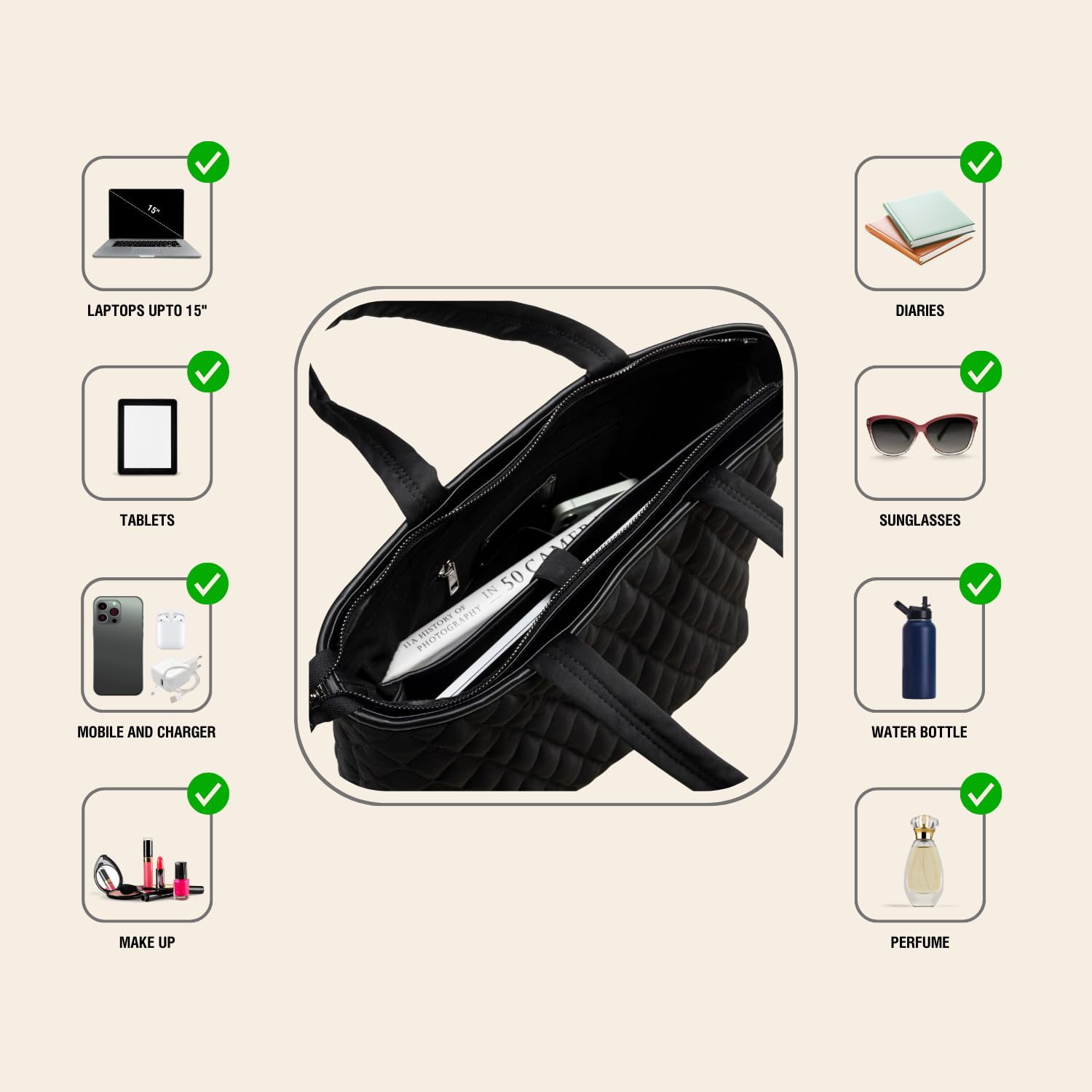 The Gusto Amber Tote Bag for Women|Vegan Leather Shoulder Sling Bags|Ladies Stylish Shoulder Hand Bag with Zipper Closure|Office College Travel Casual Everyday Use- Black