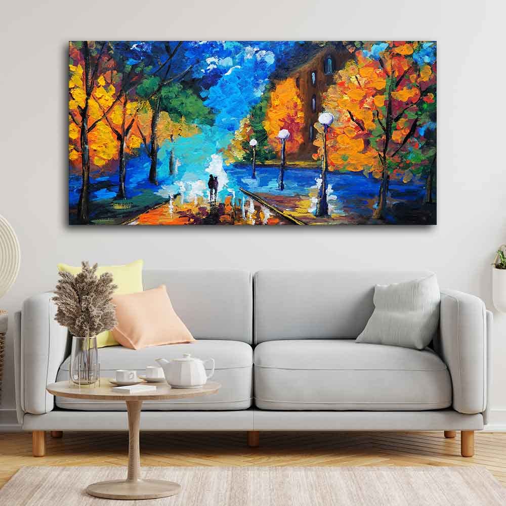 VIBECRAFTS Canvas Paintings for Living Room Drawing Room Beautiful Scenery of Couple Dating Canvas Wall Painting Wall Art Fitted with Wooden Frame for Home|Office|Gift(PTVCH_2253) (Multi 3)