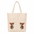 Suryatra Enchanted Hummingbird Canvas Tote Bag for Women & Men | Premium Cotton Canvas Shoulder Bag with Dual Front Pockets | Tote Bag for Office, College, Shopping & Travel | 14 x 16 Inches