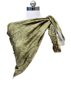 leeza store Women's Premium Silk Scarf – Olive Green 40X40 Square Stole | Tonal Vine Motif Design | Soft Lightweight Silk Neck Scarf, Head Scarf & Hijab Wrap