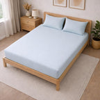 THE HOME STYLE Solid Cotton Feel Pillow Covers (18 x 28 inches, Set of 2 Pcs) | 300 TC | Super Soft & Smooth (Sky)