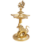 Artvarko Peacock Diya Table Oil Lamp Brass Traditional Handmade Designer Lamp for Temples Puja Festival Gifts & Home Décor Height: 12 Inch