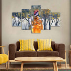 VIBECRAFTS Radhe Krishna Canvas Wall Painting Set of Five For Home|Office|Living Room|Gift (PTVC5Pcs1_5540)