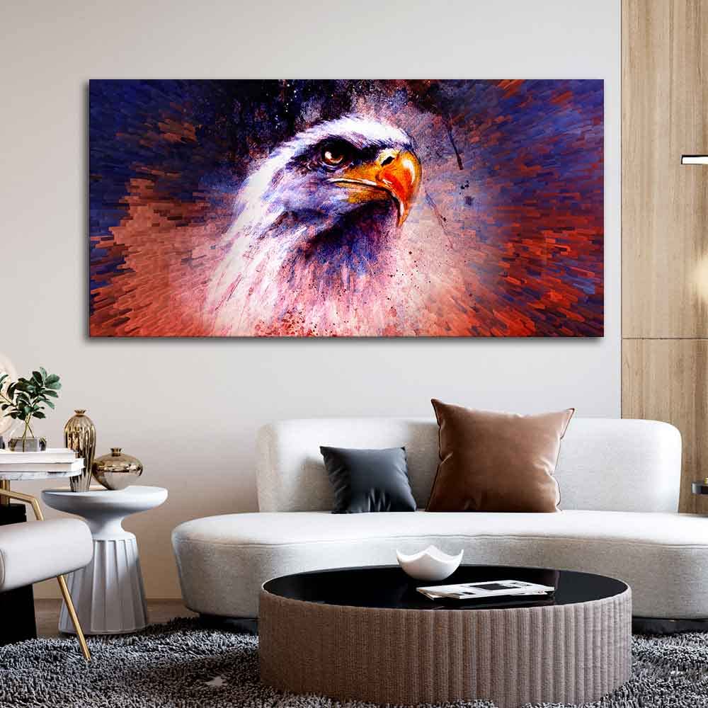 VIBECRAFTS Canvas Paintings for Living Room Drawing Room Eagle Art Canvas Wall Painting Fitted With Wooden Frame For Home | Office | Living Room | Gifts (PTVCH_2532)