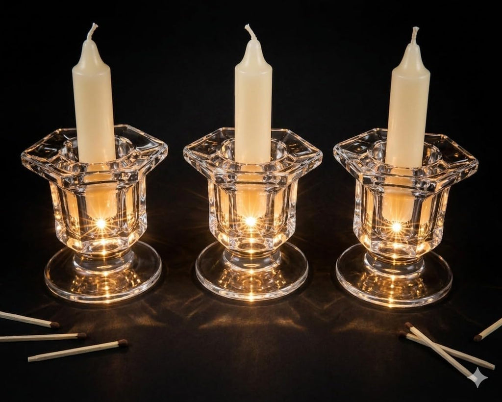 TIVONA ENTERPRISE Crystal Clear Glass Candle Holder Set of 6, Decorative Tealight & Taper Candle Stand, Elegant Candlestick Holders for Wedding, Table,Home Décor, Dining & Party Decoration