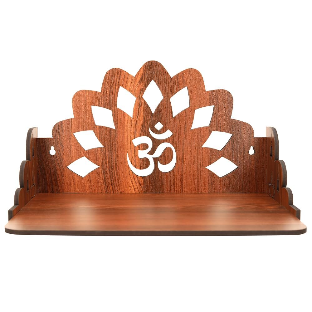 Fliptic Wooden Home Temple for Puja - Engineered Wood Mandir for Home, Office & Prayer Room | Compact Pooja Ghar Stand with Drawer | Wall Mountable & Floor Rested Mandir for Living Room Decor