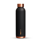 KasaCore Premium Copper Water Bottle 750 ml 99% Pure Copper | Leakproof Bottle with Matte Black Finish for Office Gym Travel Daily Use (BLACK)