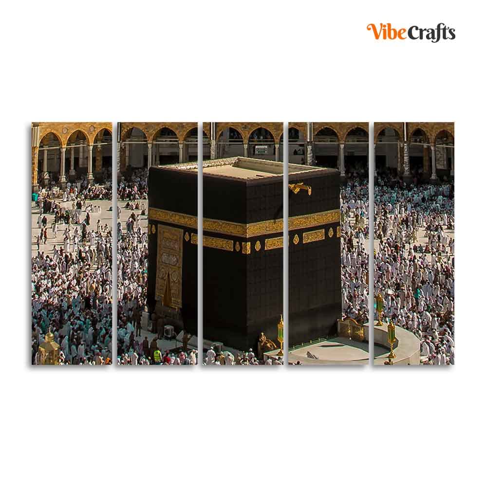 VIBECRAFTS Homcraft Kaaba Premium Wall Painting Set of Five For Home|Office|Living Room|Gift (PTVC5Pcs4_8673N)