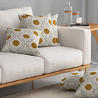 HUESLAND Premium Cotton Cushion Cover 12 inch x 12 inch | Decorative Square Throw Pillow Covers Set for Sofa, Living Room & Bedroom | Set of 5 | Natural, Golden Ochre & Bistre
