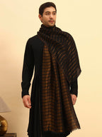 Pashmoda Men Golden Mirage Reversible Zari Moonlight Fine Wool Stole (Size-28x80in, 71x203cm) MZSST05