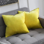 Khooti Decorative Velvet Cushion Cover Pack of 1-38 x 38 / 97 x 97 cm - Lemon Yellow - Soft Pillow Covers Cushion Case for Sofa Bedroom Livingroom Chair Car, Cushion Cover
