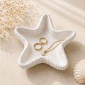 SANGU BRAND Starfish Trinket Tray for Jewellery, Decorative Catchall Dish, Ring Holder, Vanity Organizer, Makeup Display, Bathroom Counter & Home Décor, White | Pack of 1