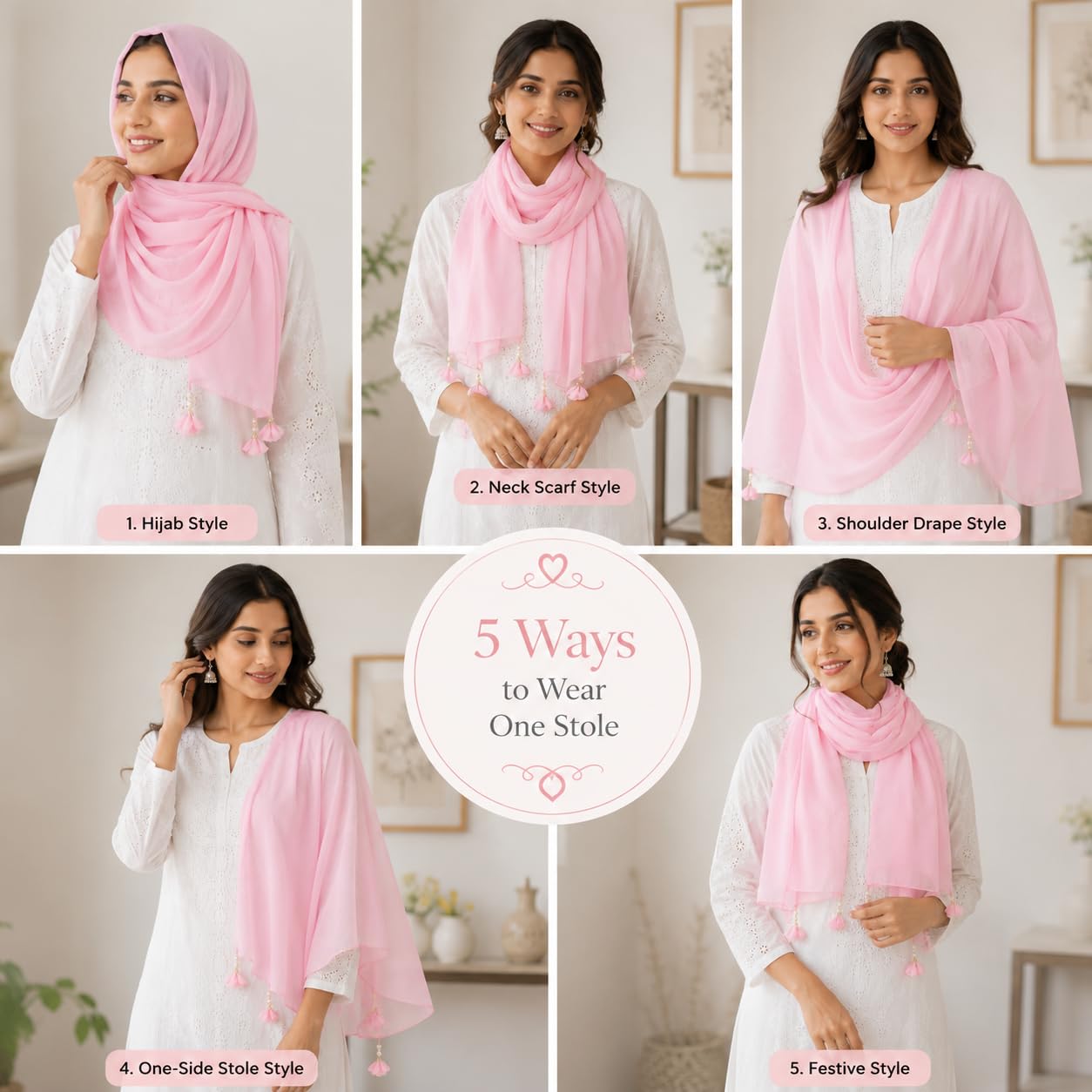 Women’s Chiffon Scarf Soft Lightweight Premium Stoles for Girls & Women | Stylish Modest Wear Dupatta for Daily & Party Use (Baby_Pink)