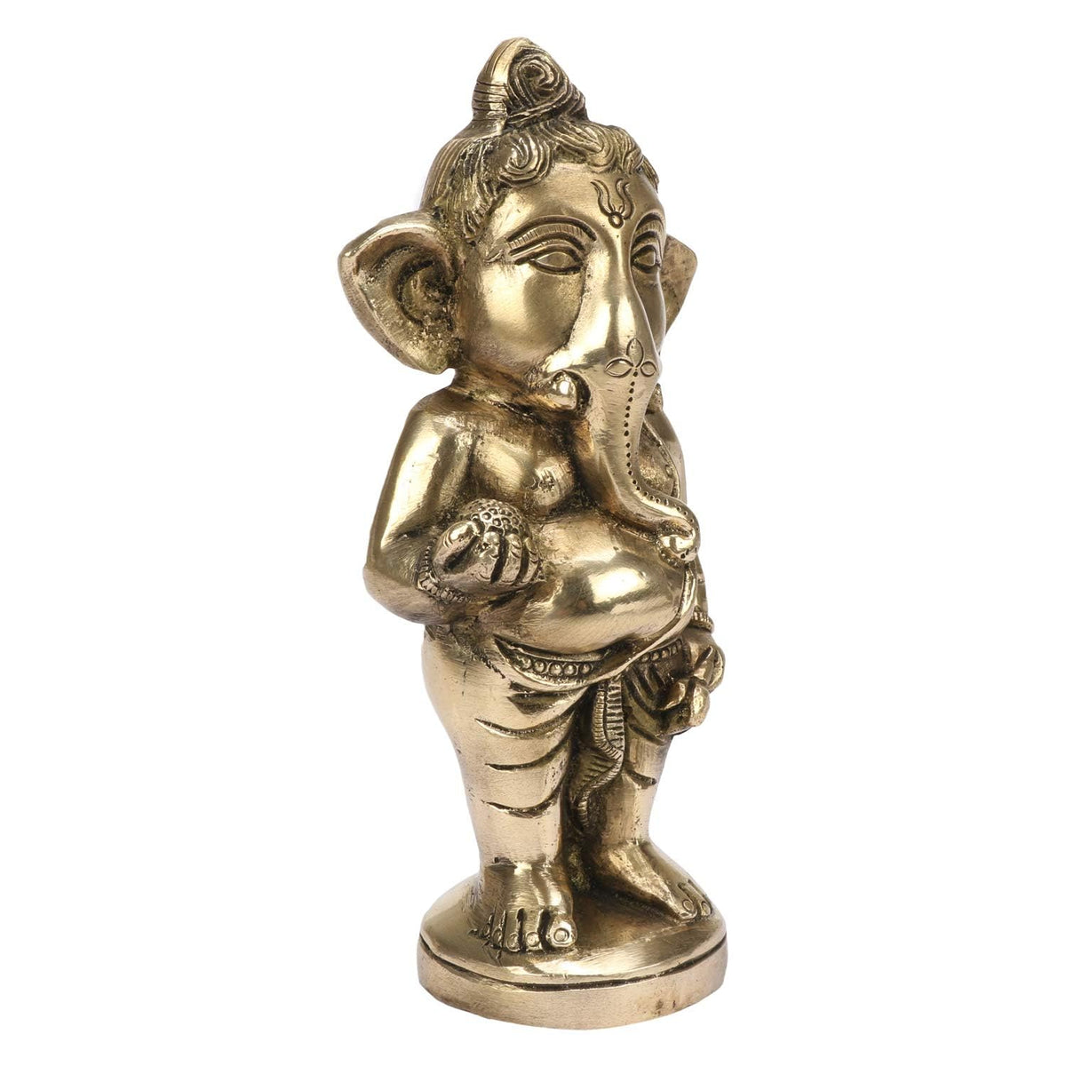 Svarup Brass Standing Ganesha Idol in Gold Color Height 5 Inch Weight 1 Kg