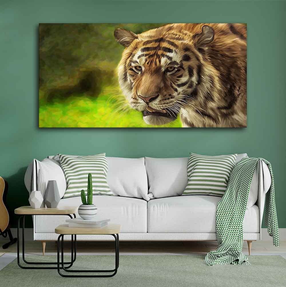 VIBECRAFTS Canvas Paintings for Living Room Drawing Room Tiger In Forest Canvas Wall Painting Fitted With Wooden Frame for Home | Office | Gift (PTVCH_2443)