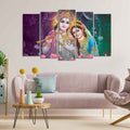 VIBECRAFTS Radha Krishna Wall Painting Set of Five Pieces For Home|Office|Living Room|Gift (PTVC5Pcs2_6608)