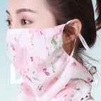 Youstylo Face Mask Scarf for Women Latest Sun Protection Outdoor Riding Protective Chiffon Floral Print Lightweight Scarves Masks (1107, Flower Print)