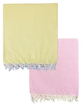 Arvore Bunkaar 100% Pure Handloom Soft Beautiful Bhagalpuri Summer Blanket/Khes/Dohar/Top Sheet Set/Chadar in and Size- 245cm X 130cm - Combo Pack of 2 (Blue Brown Plain) Kafalo