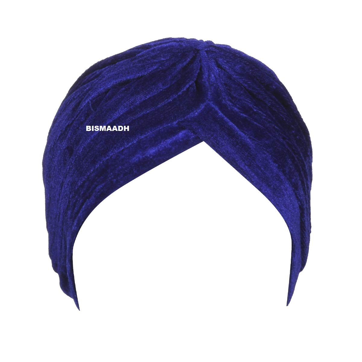 BISMAADH Velvet Soft Pleated Pre Tied Knot Readymade Turban/Pagri Head Wraps for Men & Women Royal Blue